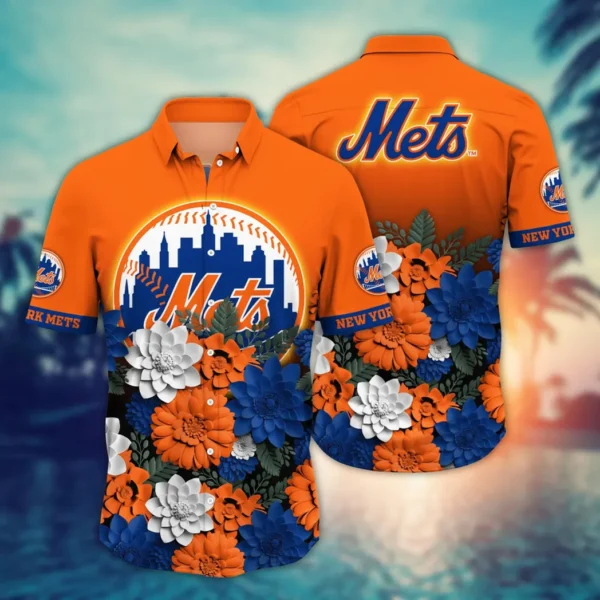 New York Mets Island Blooms Aloha Hawaiian Shirt for Men And Women
