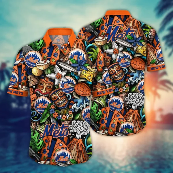 New York Mets Tropic Teal Aloha Hawaiian Shirt for Men And Women