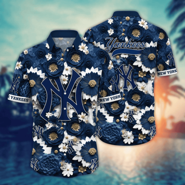New York Yankees Floral Luxe Aloha Hawaiian Shirt for Men And Women