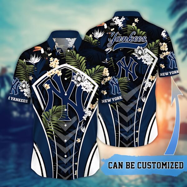 New York Yankees Floral Victory Aloha Hawaiian Shirt for Men And Women