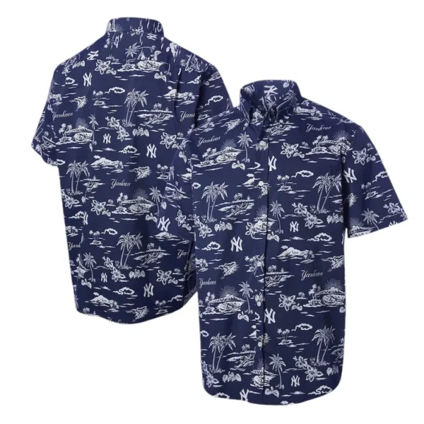 New York Yankees Island Vibes Navy Aloha Hawaiian Shirt for Men And Women