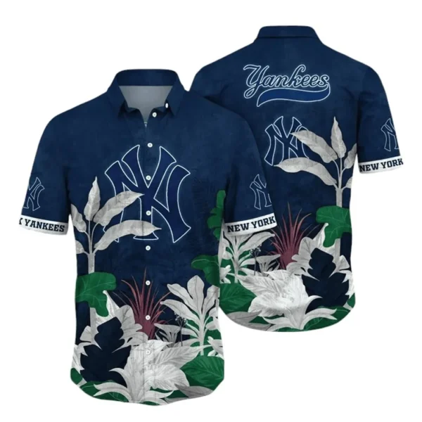 New York Yankees Jungle Foliage Aloha Hawaiian Shirt for Men And Women