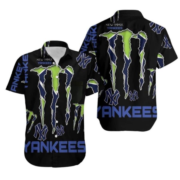 New York Yankees Monster Energy Burst Aloha Hawaiian Shirt for Men And Women