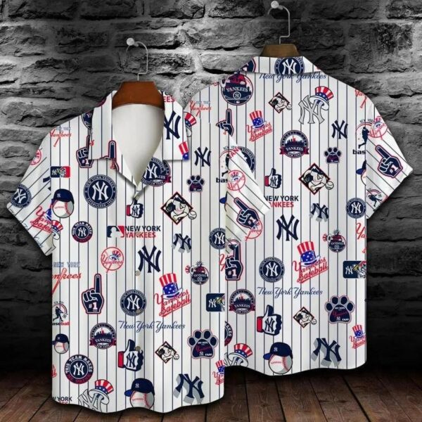 New York Yankees Pinstripe Pride Aloha Hawaiian Shirt for Men And Women