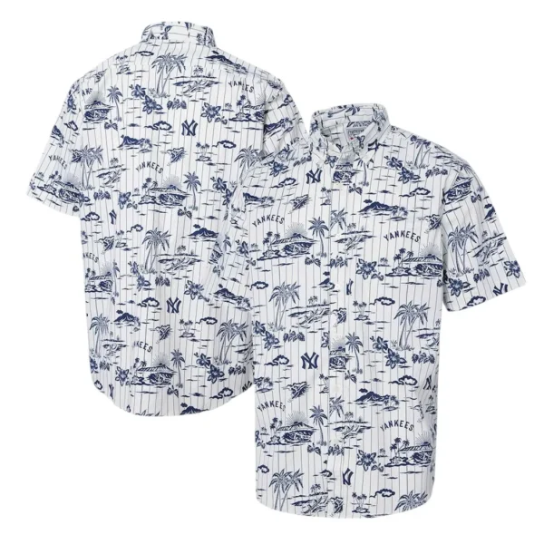 New York Yankees Pinstripe Tropics Aloha Hawaiian Shirt for Men And Women