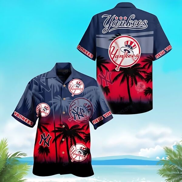 New York Yankees Sunset Palms Aloha Hawaiian Shirt for Men And Women