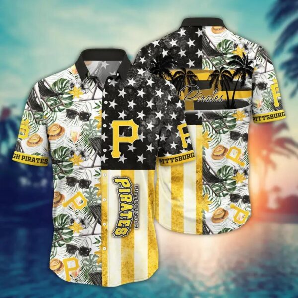 Pittsburgh Pirates Tropical Island Stripe Aloha Hawaiian Shirt for Men And Women