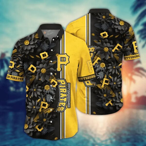 Pittsburgh Pirates Yellow Stripe Floral Aloha Hawaiian Shirt for Men And Women