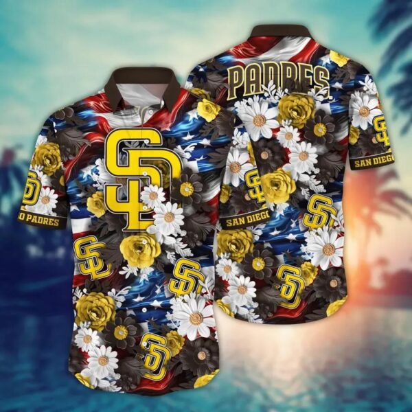 San Diego Padres Patriot Blooms Aloha Hawaiian Shirt for Men And Women