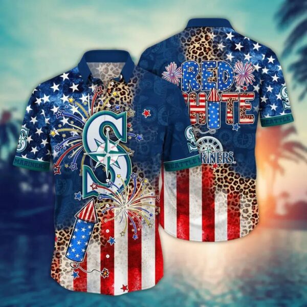 Seattle Mariners 4TH Of July Red White Aloha Hawaiian Shirt for Men And Women