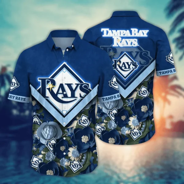 Tampa Bay Rays Floral Emblem Aloha Hawaiian Shirt for Men And Women