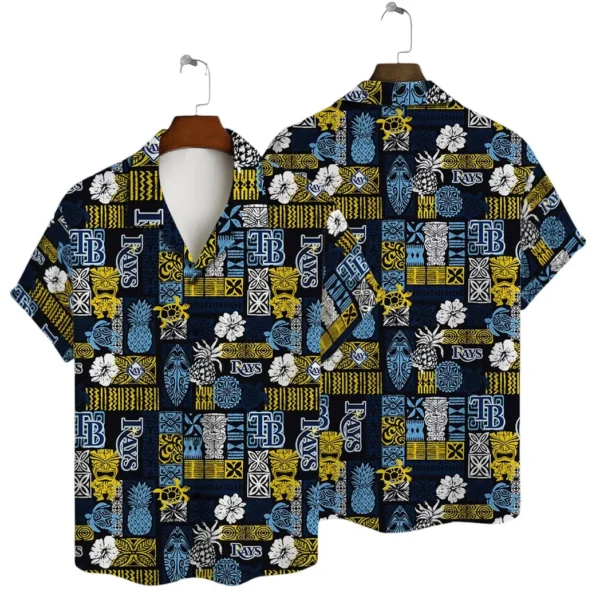 Tampa Bay Rays Tribal Patchwork Aloha Hawaiian Shirt for Men And Women