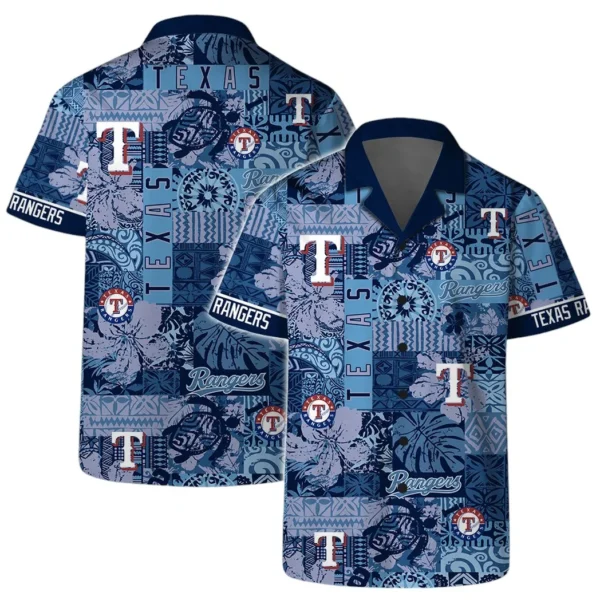 Texas Rangers Blue Mosaic Aloha Hawaiian Shirt for Men And Women