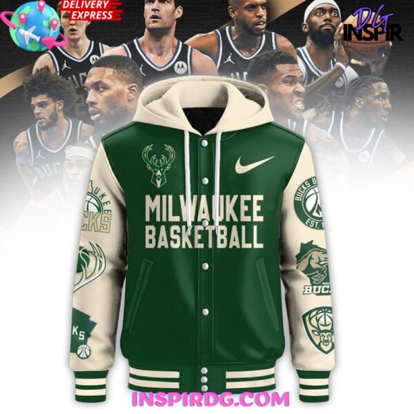 Milwaukee Bucks Fear The Deer Hooded Varsity Jacket - Image 2