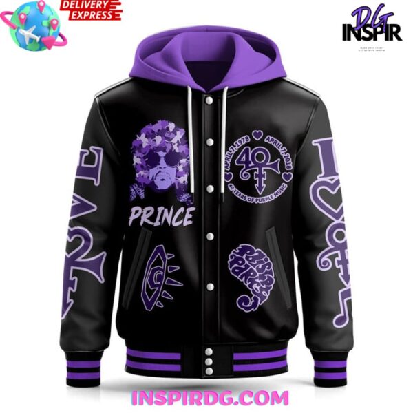 Prince Merry Xmas Special Hooded Varsity Jacket - Image 3
