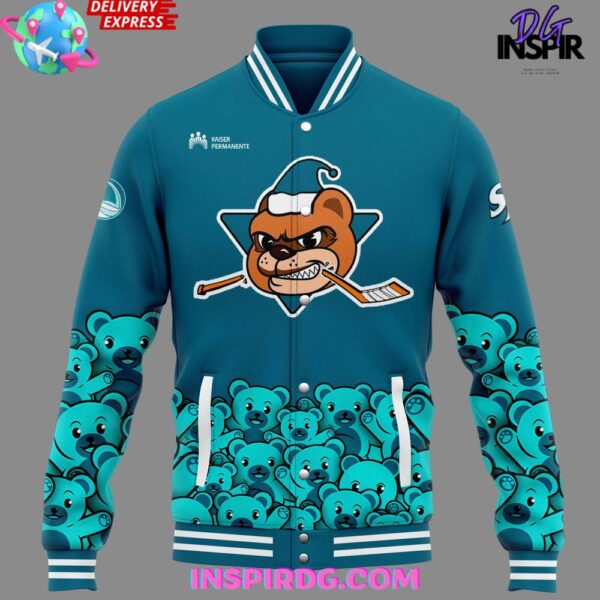 San Jose Barracuda Teddy Bear Special Blue Jacket - Image 2