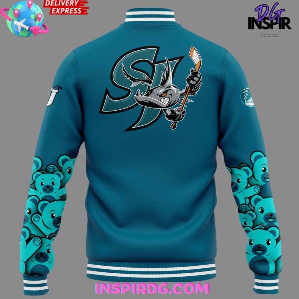 San Jose Barracuda Teddy Bear Special Blue Jacket - Image 3