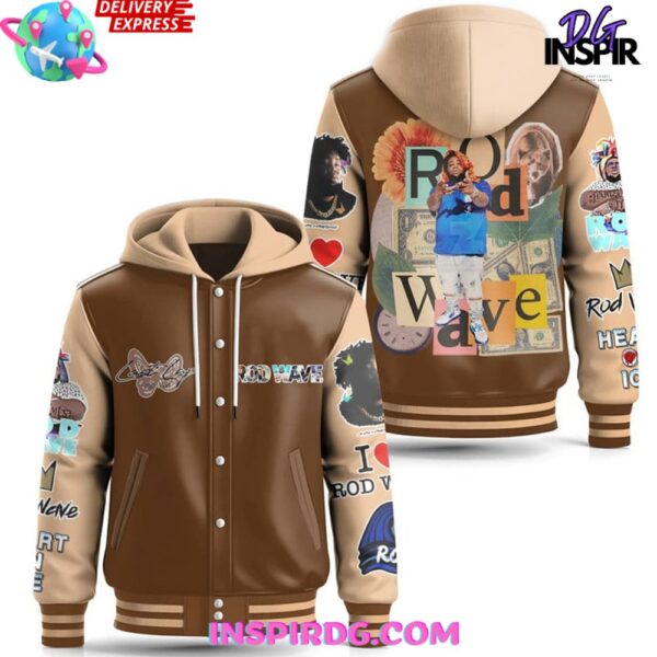 Rod Wave Last Love Brown Hooded Varsity Jacket - Image 2