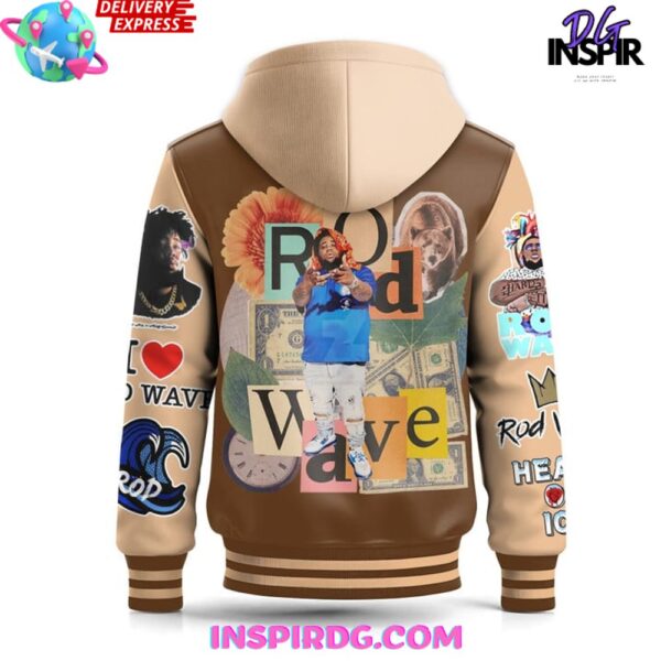 Rod Wave Last Love Brown Hooded Varsity Jacket - Image 4