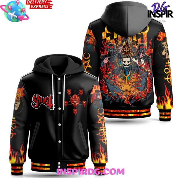 Ghost Band Flame Limited Edition Hooded Varsity Jacket - Image 2