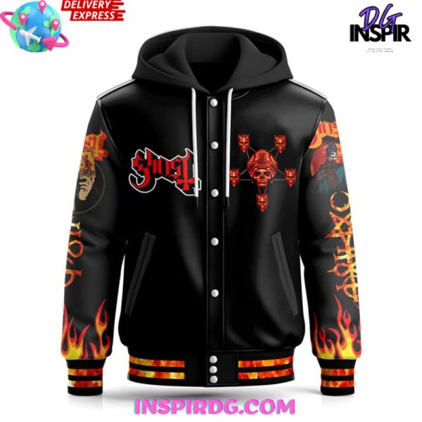 Ghost Band Flame Limited Edition Hooded Varsity Jacket - Image 3