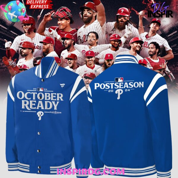 Philadelphia Phillies October Ready Postseason 2024 Blue Baseball Jacket