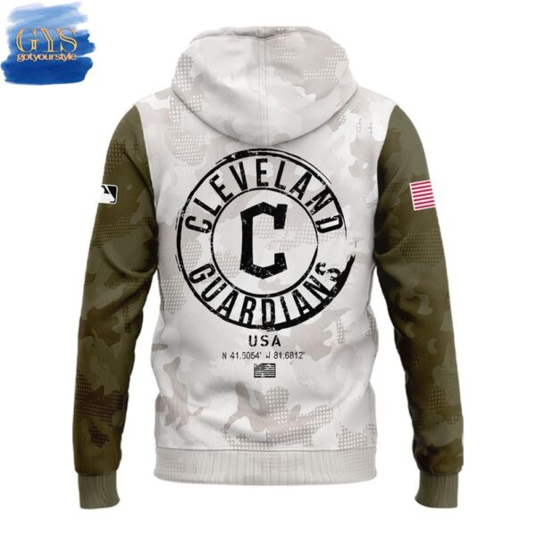 Cleveland Guardians Armed Forces Limited Edition Hoodie And Hat - Image 3