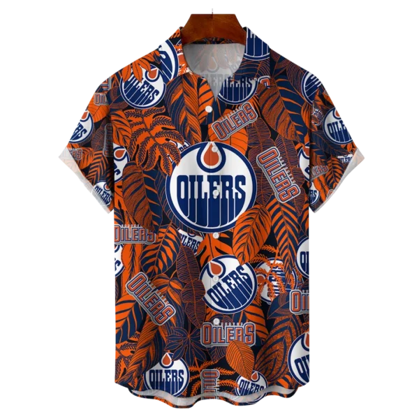 Edmonton Oilers NHL Hawaiian Tropical Leaves Shirt