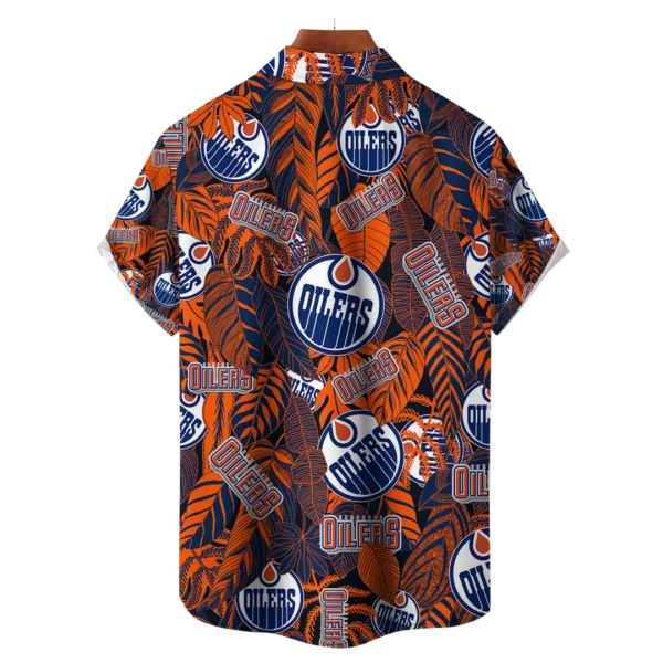 Edmonton Oilers NHL Hawaiian Tropical Leaves Shirt - Image 2