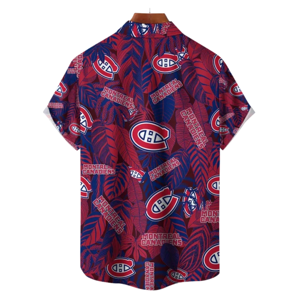 Montreal Canadiens NHL Hawaiian Tropical Leaves Shirt - Image 2