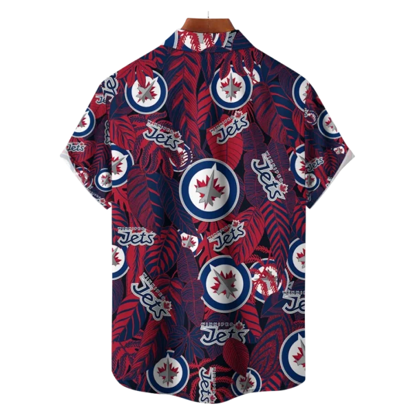 Winnipeg Jets NHL Hawaiian Tropical Leaves Shirt - Image 2