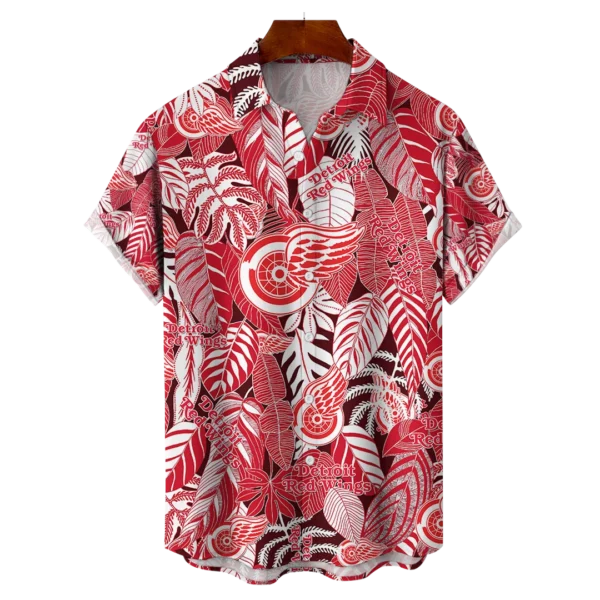 Detroit Red Wings NHL Hawaiian Tropical Leaves Shirt