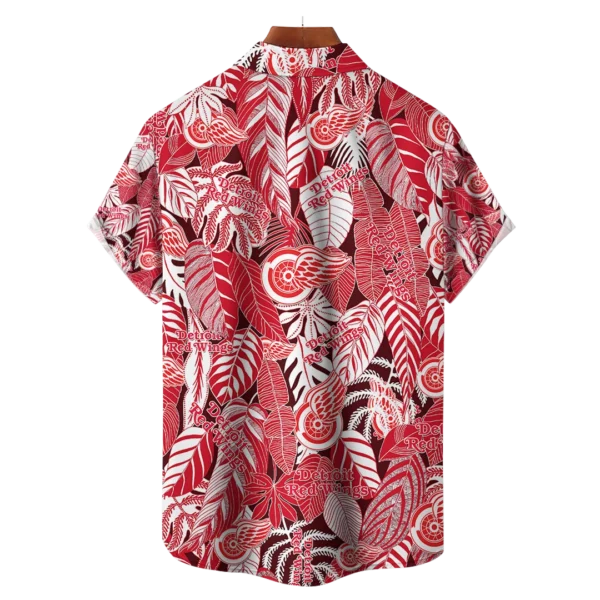 Detroit Red Wings NHL Hawaiian Tropical Leaves Shirt - Image 2
