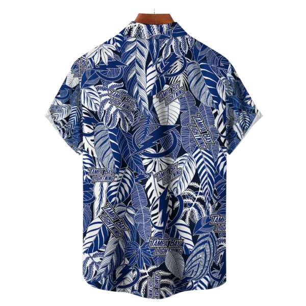 Tampa Bay Lightning NHL Hawaiian Tropical Leaves Shirt - Image 2