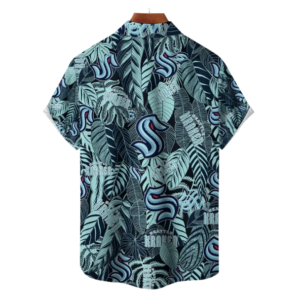 Seattle Kraken NHL Hawaiian Tropical Leaves Shirt - Image 2