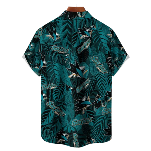 San Jose Sharks NHL Hawaiian Tropical Leaves Shirt - Image 2