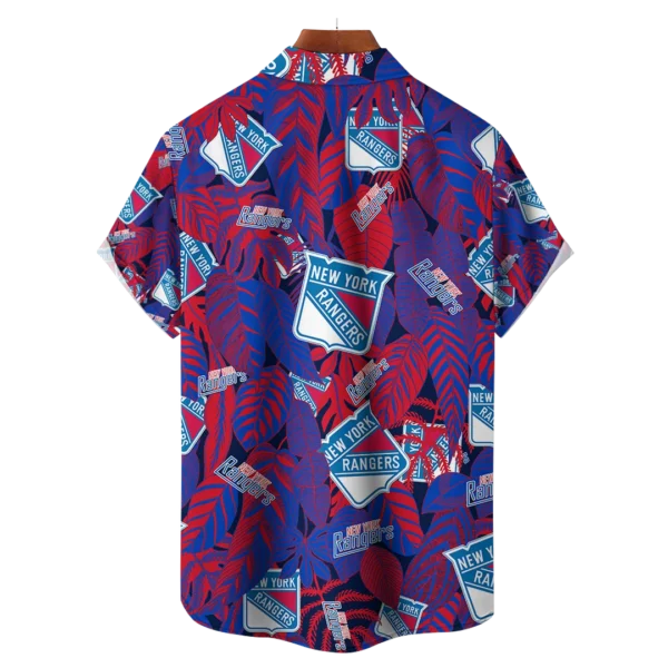 New York Rangers NHL Hawaiian Tropical Leaves Shirt - Image 2