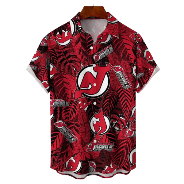 New Jersey Devils NHL Hawaiian Tropical Leaves Shirt