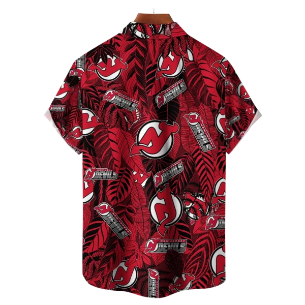 New Jersey Devils NHL Hawaiian Tropical Leaves Shirt - Image 2