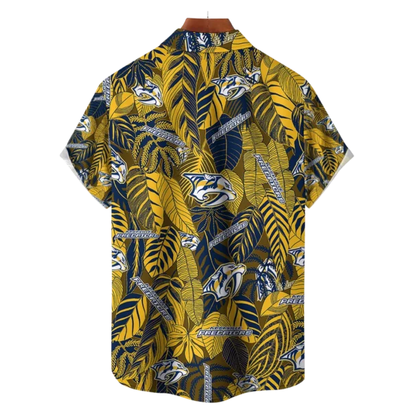 Nashville Predators NHL Hawaiian Tropical Leaves Shirt - Image 2