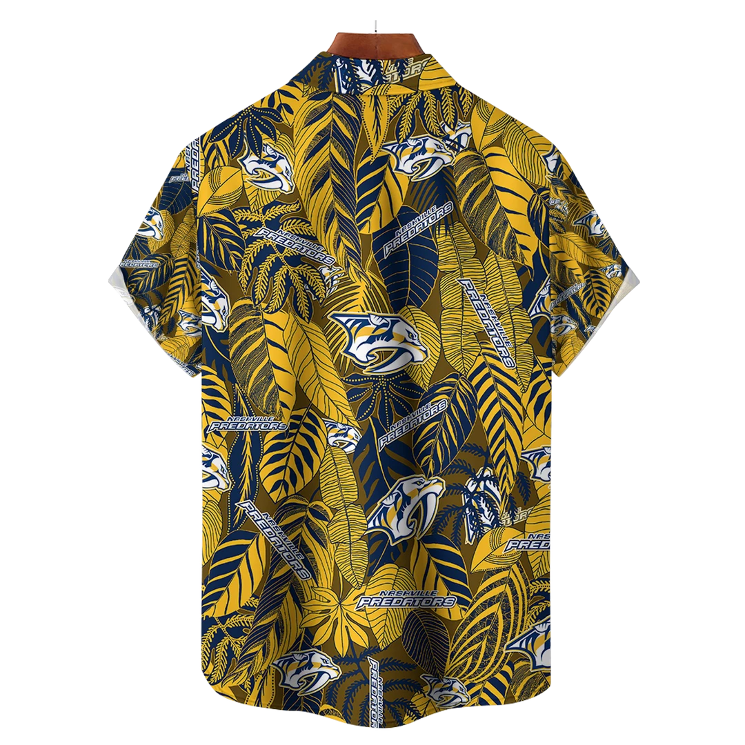 Nashville Predators NHL Hawaiian Tropical Leaves Shirt - Image 2