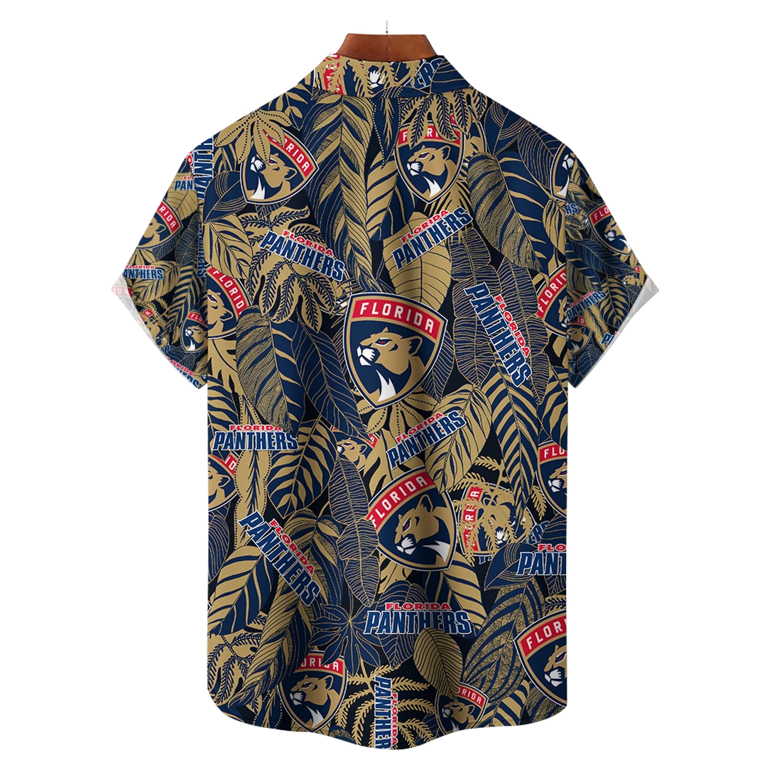 Florida Panthers NHL Hawaiian Tropical Leaves Shirt - Image 2