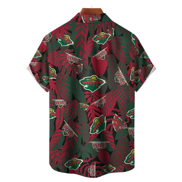 Minnesota Wild NHL Hawaiian Tropical Leaves Shirt - Image 2