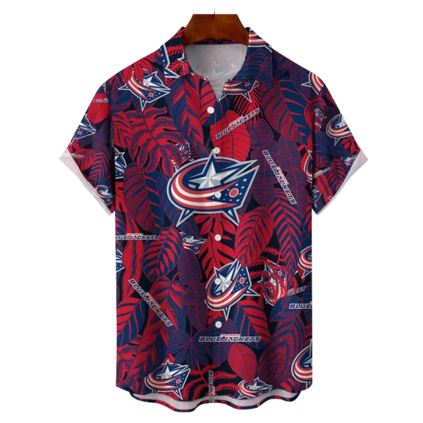 Columbus Blue Jackets NHL Hawaiian Tropical Leaves Shirt