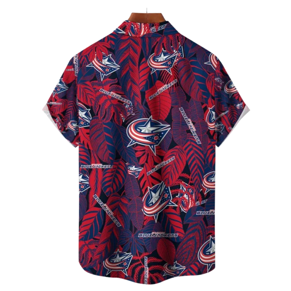 Columbus Blue Jackets NHL Hawaiian Tropical Leaves Shirt - Image 2