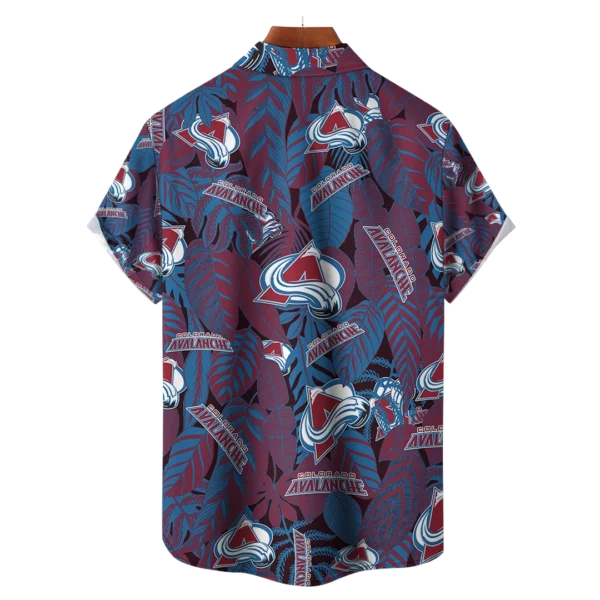Colorado Avalanche NHL Hawaiian Tropical Leaves Shirt - Image 2