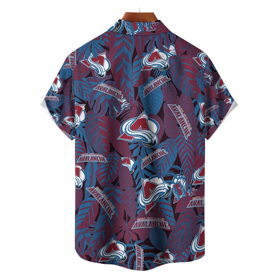 Colorado Avalanche NHL Hawaiian Tropical Leaves Shirt - Image 2