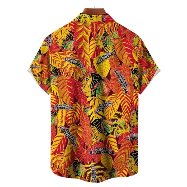 Chicago Blackhawks NHL Hawaiian Tropical Leaves Shirt - Image 2