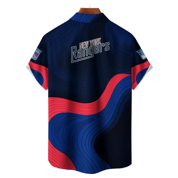 New York Rangers Hockey Eternal Ripple Hawaiian Shirt - Image 2