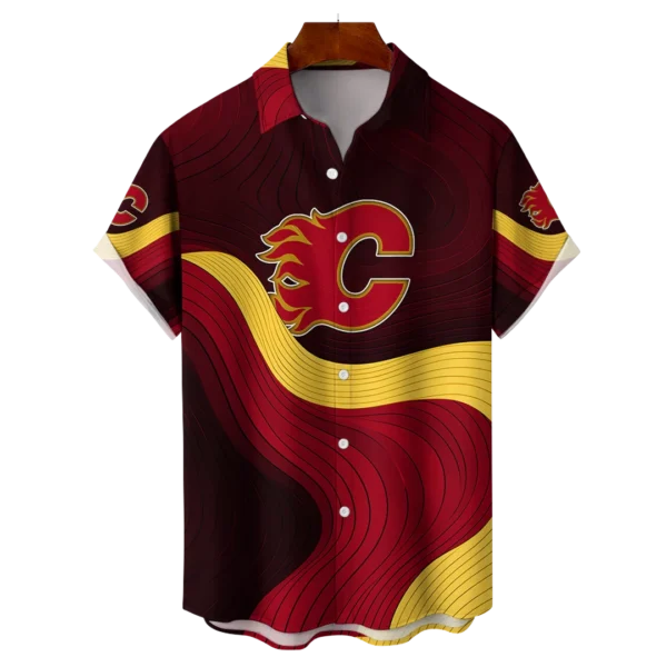 Calgary Flames Hockey Eternal Ripple Hawaiian Shirt
